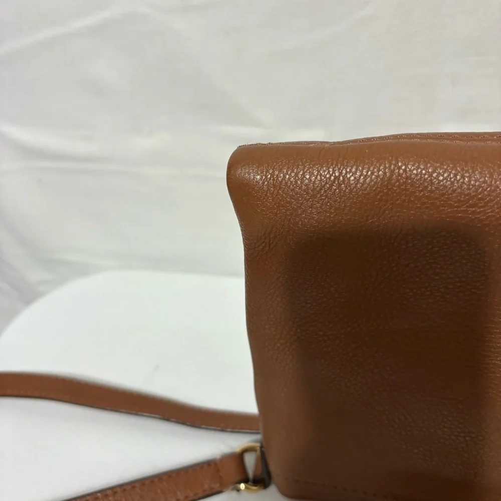 Michael Kors brown leather crossbody bag with gold-tone hardware